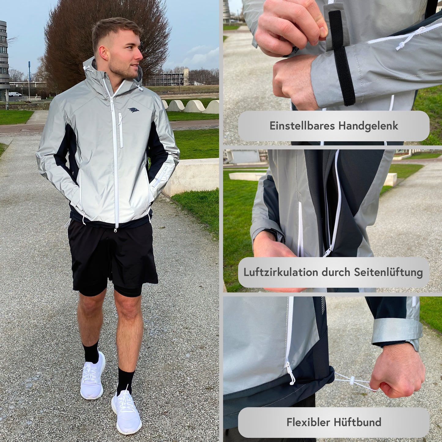 Valkental Vertex Jacket - Reflektierende Funktionsjacke für Herren - reflective grey