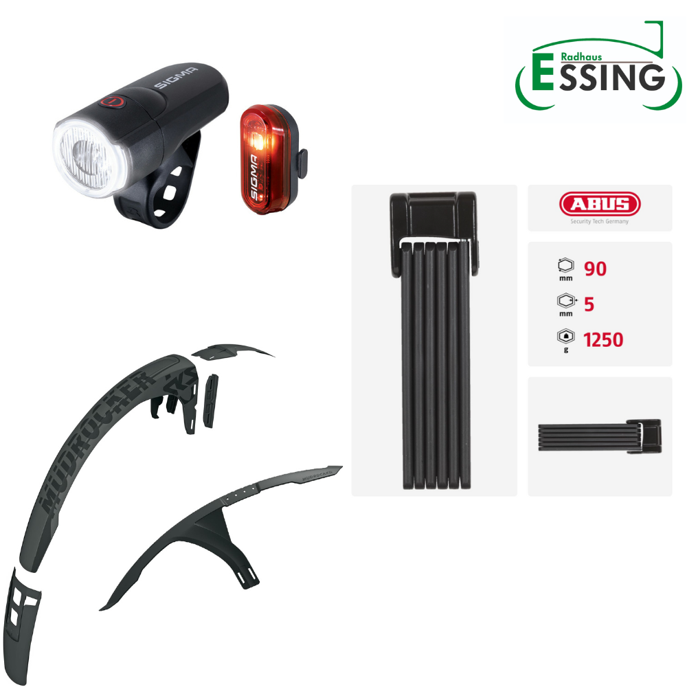 Mountainbike Zubehör Bundle - Abus Bordo - SKS Mudrocker - Sigma Aura 30