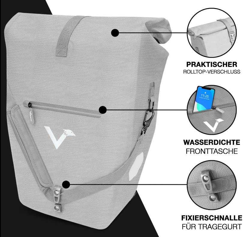 ValkOcean Gepäckträgertasche - voll reflektierend