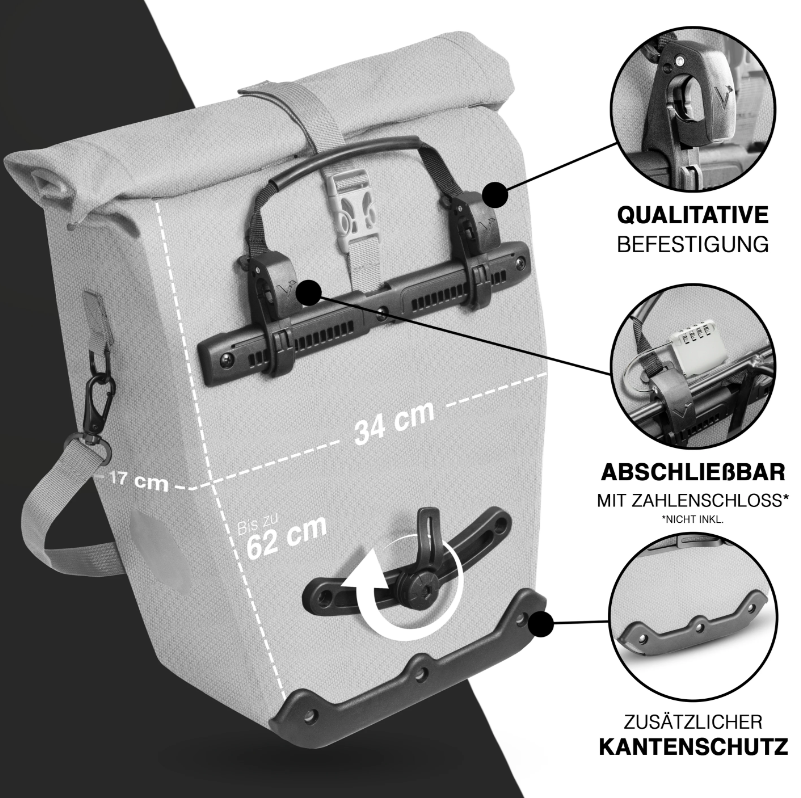 ValkOcean Gepäckträgertasche - voll reflektierend