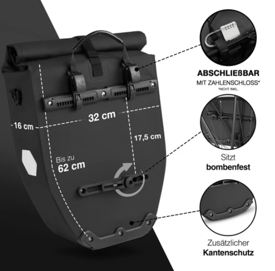 ValkBasic - große & wasserdichte Gepäckträgertasche - vers. Farben