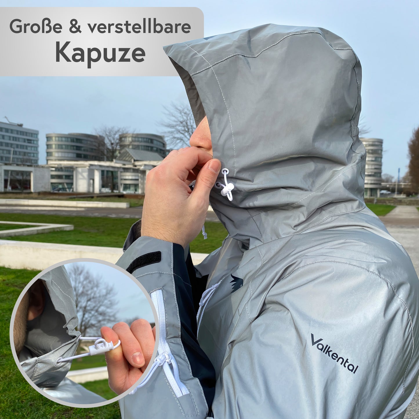 Valkental Vertex Jacket - Reflektierende Funktionsjacke für Herren - reflective grey