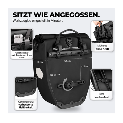 Bike Bag - große & wasserdichte Gepäckträgertasche - vers. Farben 32L
