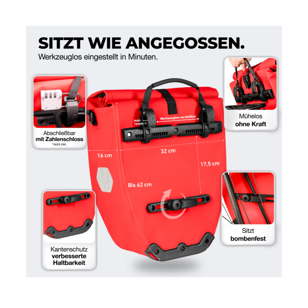 Bike Bag - große & wasserdichte Gepäckträgertasche - 20L